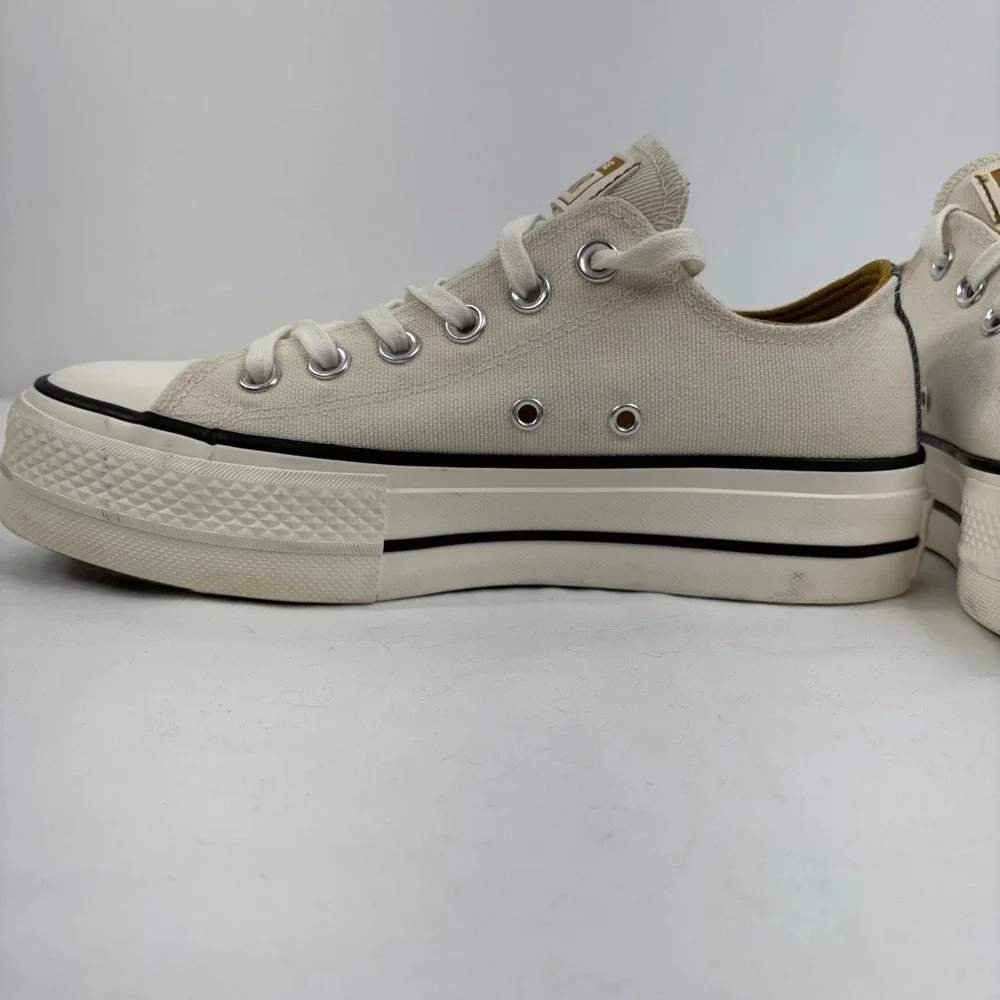 Converse Women's CTAS Lift Platform Egret/Navy/Burnt Honey Denim A03829F Size 7 - Picture 8 of 12